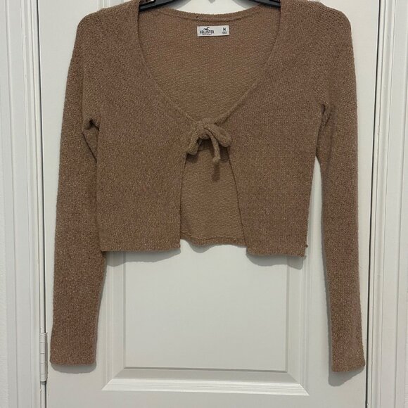 Hollister Sweaters - Hollister Womens Brown Knit Tie-Front Cardigan Sweater Size M